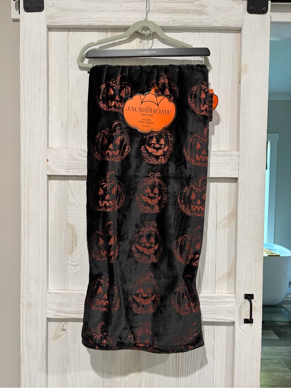 Black and Orange Halloween Pumpkin Throw Blanket